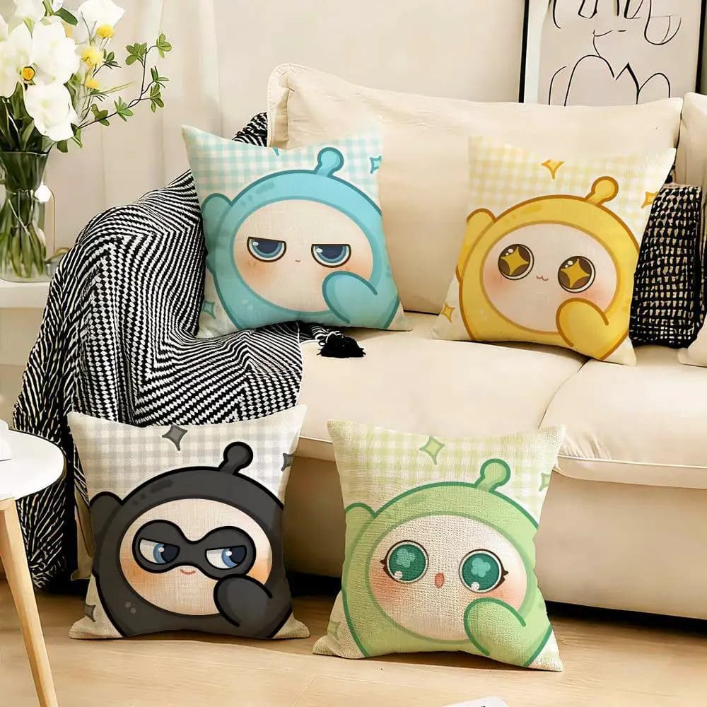 Fodera per cuscino Fun E-Eggy PartyS in lino delicato sulla pelle, cuscino quadrato morbido e confortevole