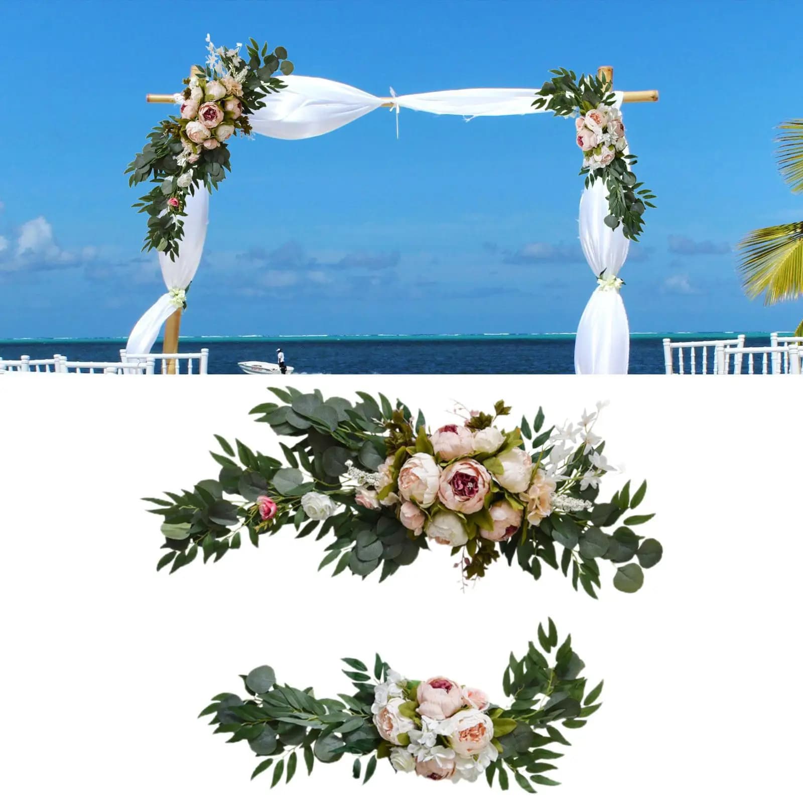 Arco Floreale in Seta per Matrimoni, Composizione Floreale Artificiale per Sfondo, Decorazione per Ricevimenti, Finestre e Cerimonie