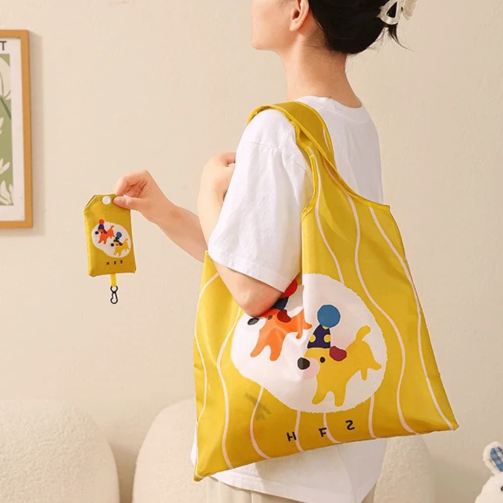 New Cartoon Animals Shopping Bag Cute Lightweight Eco-Friendly Bag Large Capacity Foldable Supermarket Bag for Grocery