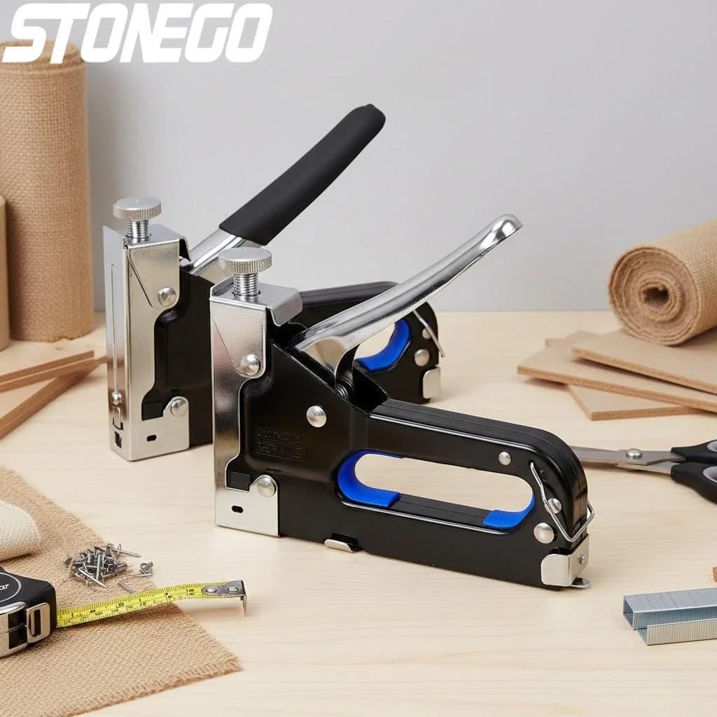 Pistola per Chiodi 3 in 1 per Falegnameria e Tappezzeria, Kit Utensili Manuali Fai-da-Te con Graffette Decorative