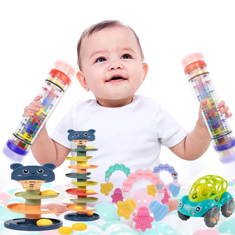 Giocattoli per bambini 0 6 12 mesi bastone antipioggia musicale sonaglio per bambini giocattoli per neonati accessori morbido sonaglio sensoriale massaggiagengive per bambino 1 anno