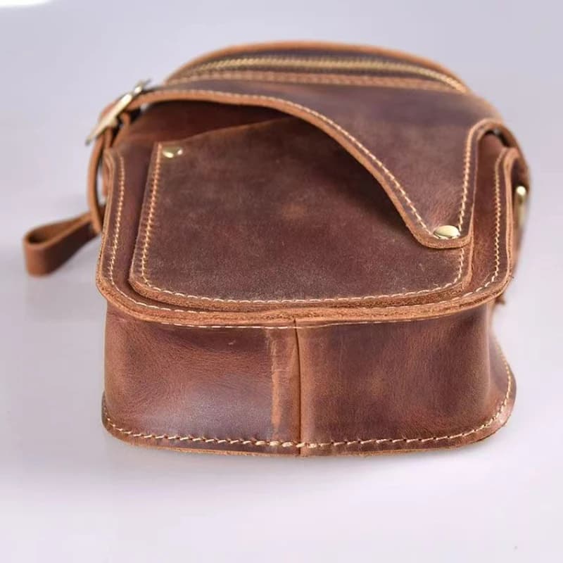 Men Waist Bag Double Zipper Outdoor Hip Bum Bag Rivet Stitching Decor Travel Hiking Running Cycling Casual Daypack Belt Pouch