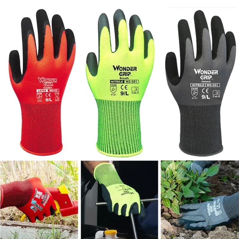 1 paio di guanti da giardinaggio per donna e uomo, guanti da giardino rivestiti in nitrile, proteggono dai tagli e allo sporco, nylon elasticizzato traspirante
