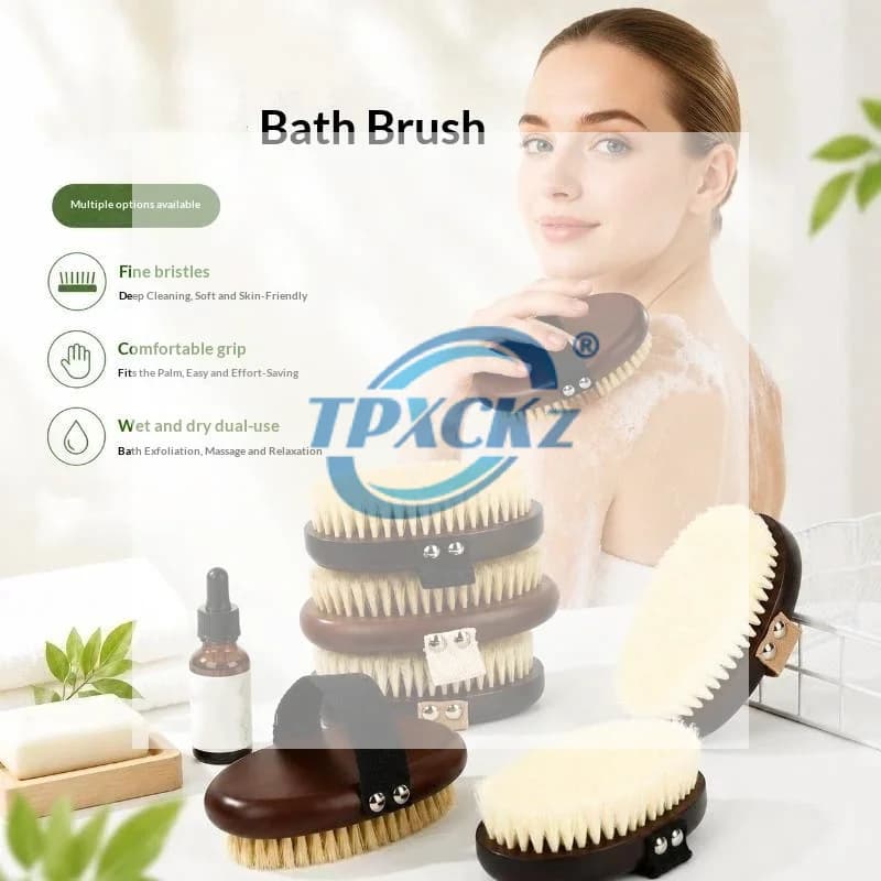 1Pcs Soft Wet Dry Body SPA Massager Brush Wood Bristle Bath Brush Household Practical Skin Exfoliates Body Cleaning Brush