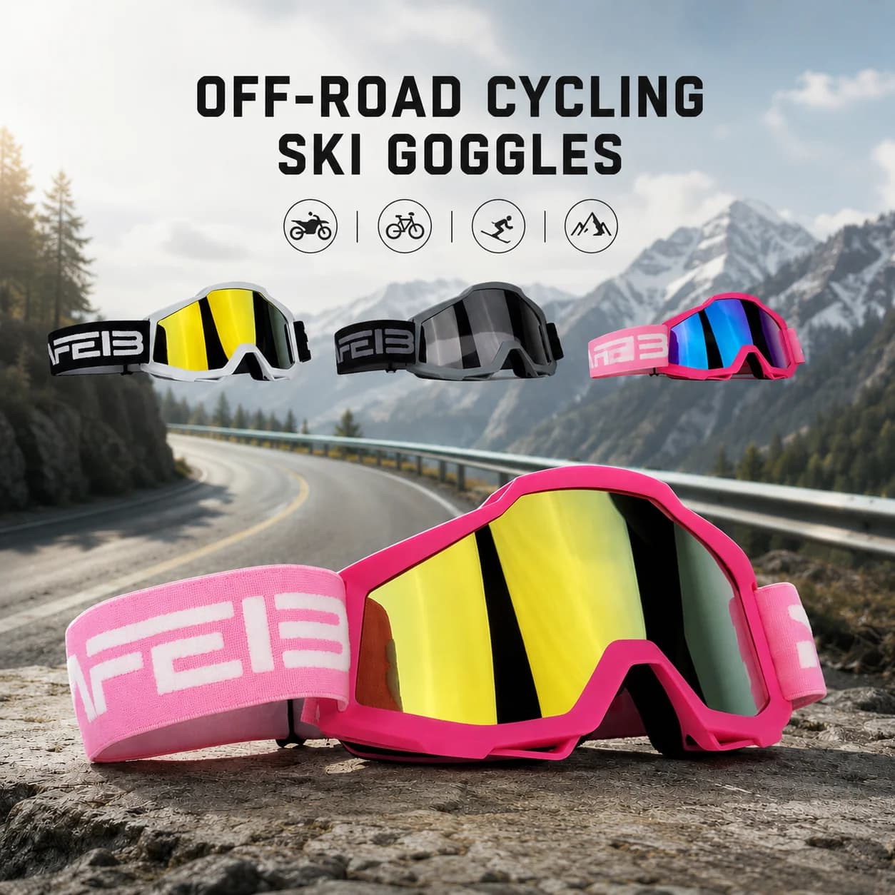 Best Seller Motocross Goggles, Windproof UV400 Protective Eyewear for MTB ATV Dirt Bike Ski Outdoor Sports