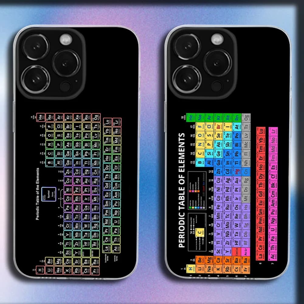 Custodia per telefono Tavola periodica degli elementi per iPhone 16,15,14,13,12,11 Plus,Pro,Max,XR,XS,X,Plus,SE,Mini Cover morbida trasparente