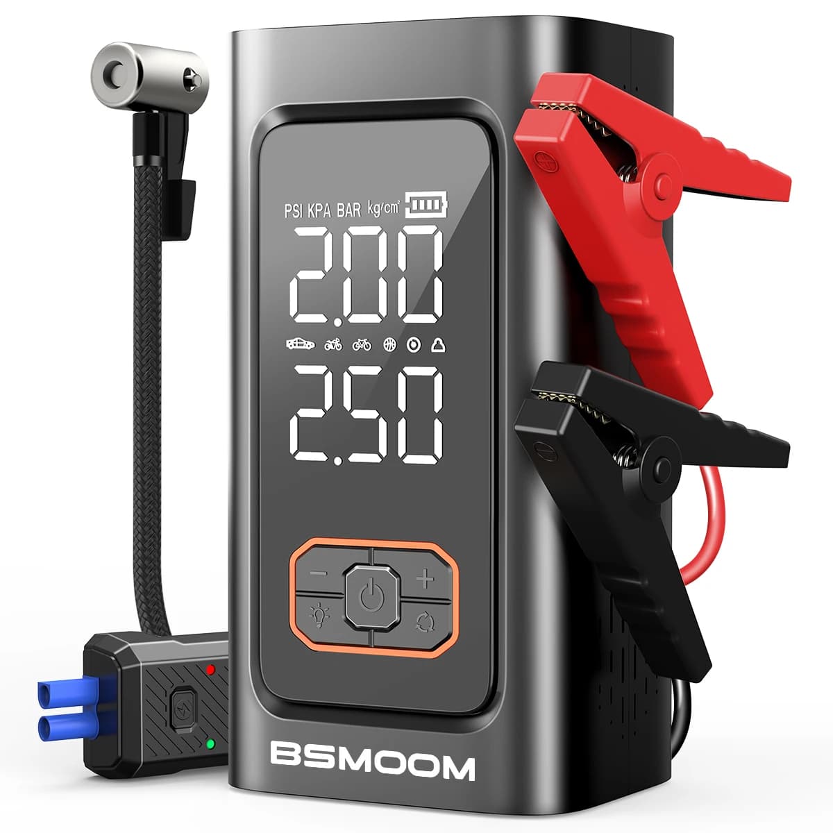 Avviatore d'Emergenza per Auto con Compressore d'Aria, Power Bank e Illuminazione, Gonfiatore Portatile per Pneumatici Auto