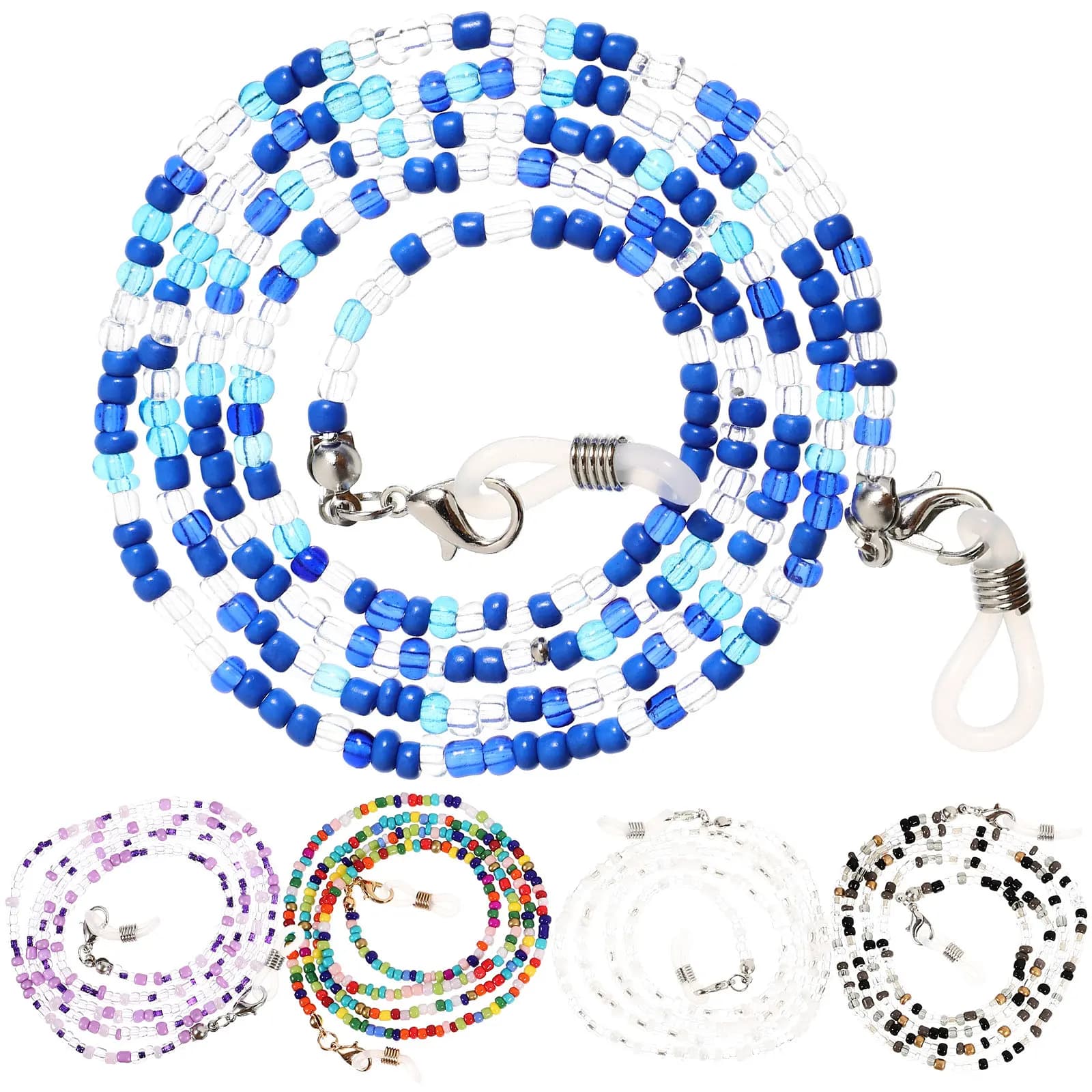 Set di 5 Catenelle per Occhiali da Donna, Cordino con Perline per Occhiali da Vista, Elegante Porta Occhiali Anti-Smarrimento da Collo, Catena per Mascherina alla Moda