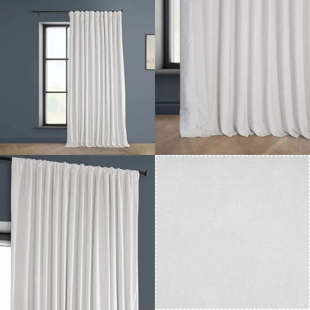 Tende Oscuranti in Velluto Peluche 108 Pollici per Casa, 100W x 108L, 1 Pannello, Bianco Cuscino