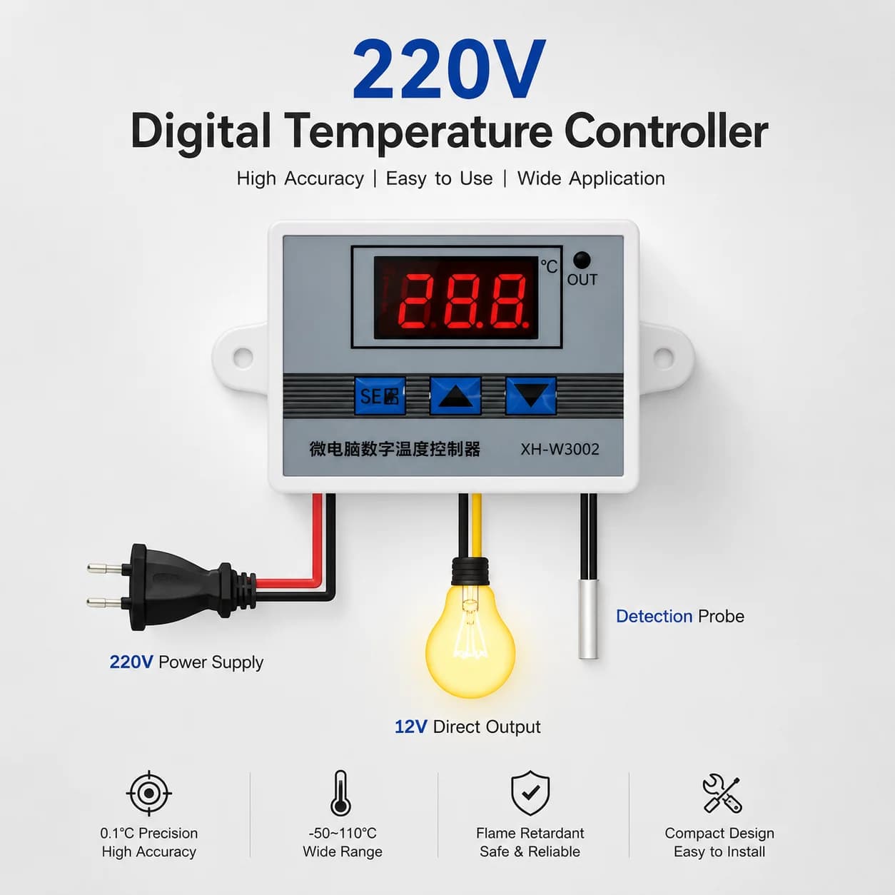 W3002 12V 24V 110-220V Controllo Digitale della Temperatura: Nuovo Termostato e Termometro Basati su Microprocessore - Direttamente dal Produttore