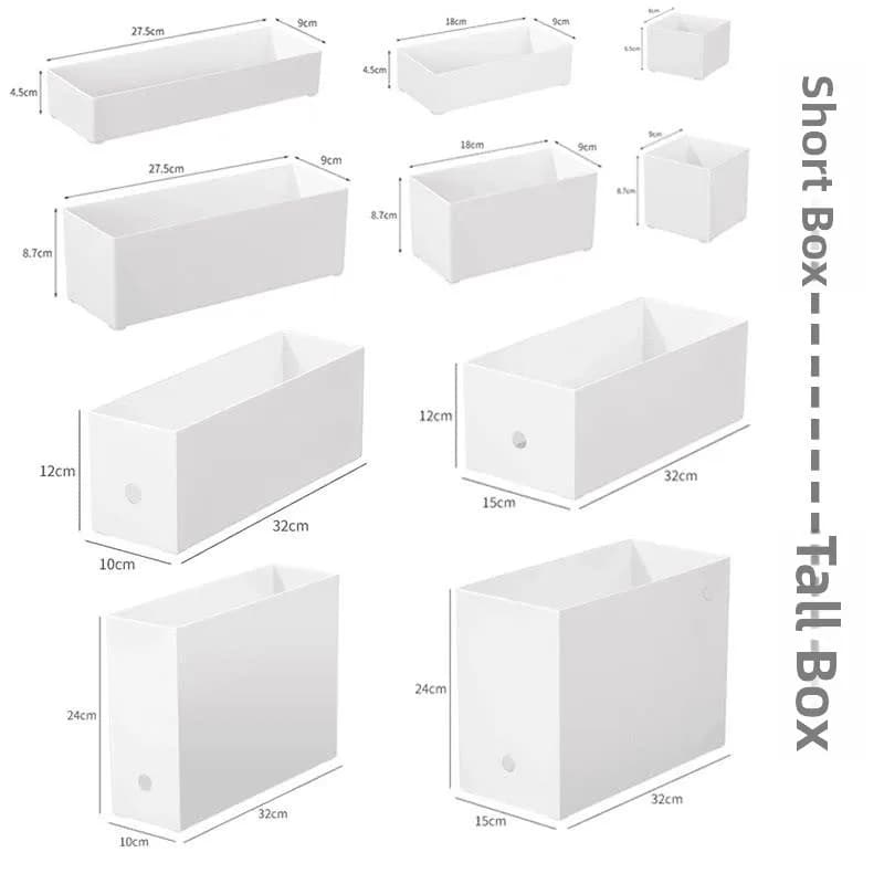 White Narrow Long High Desktop Organizer Box Office Supply Sticky Note Cabinet Cosmetic Kitchen Drawer Plastic Storage Box