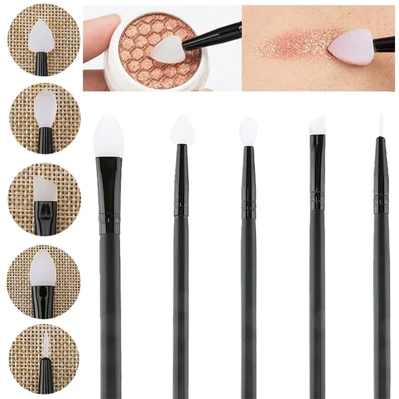 5 pieces brush beveled silicone brush for eyeliner brushes for eye shadow makeup lips eyebrow eyeliner applicator eyeliner makeup brush tool