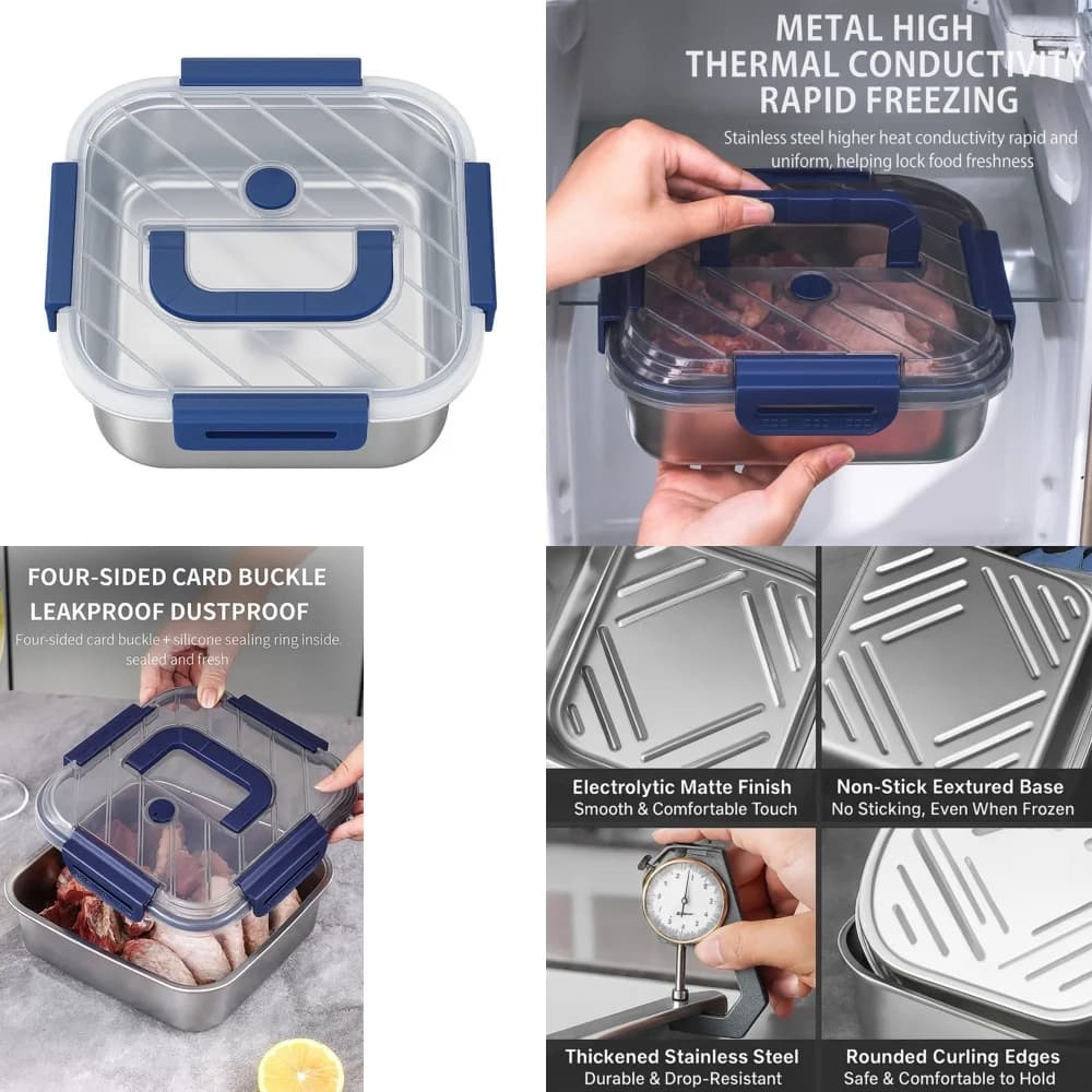 Contenitori ermetici per la conservazione degli alimenti in acciaio inossidabile con coperchio Set di contenitori per la preparazione dei pasti a prova di perdite senza BPA