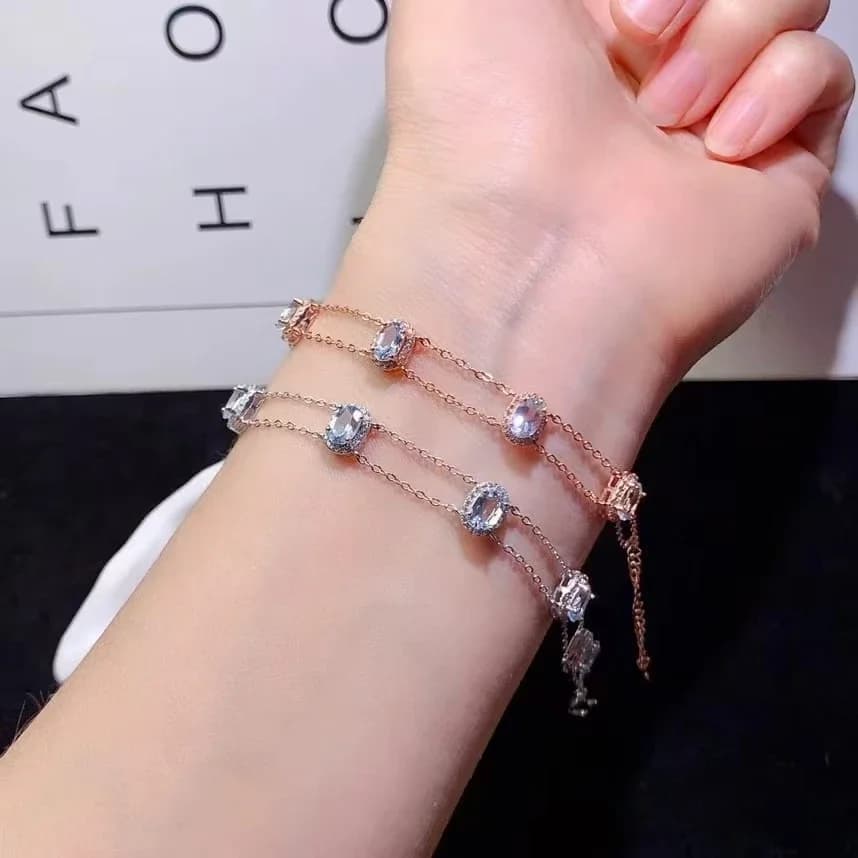 Ciondolo collana acquamarina naturale ciondolo acquamarina in argento massiccio 925 4mm * 6m ciondolo in argento Sterling con pietre preziose regalo