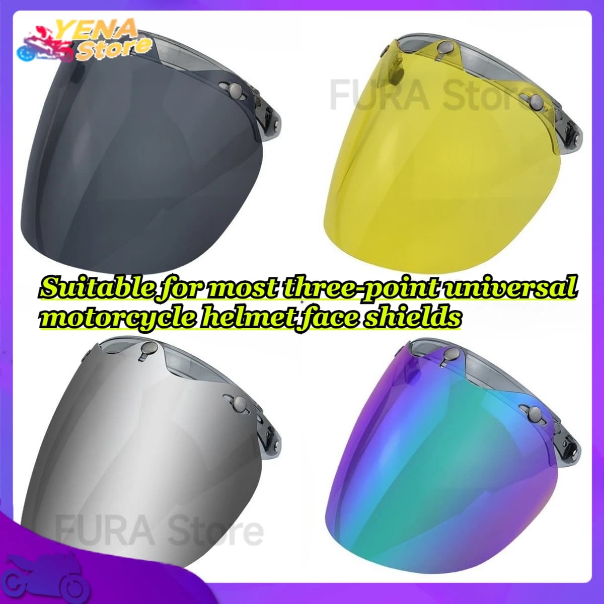 Adatto per la maggior parte dei visiere universali per caschi da moto a tre punti, accessori per moto, occhiali e caschi.