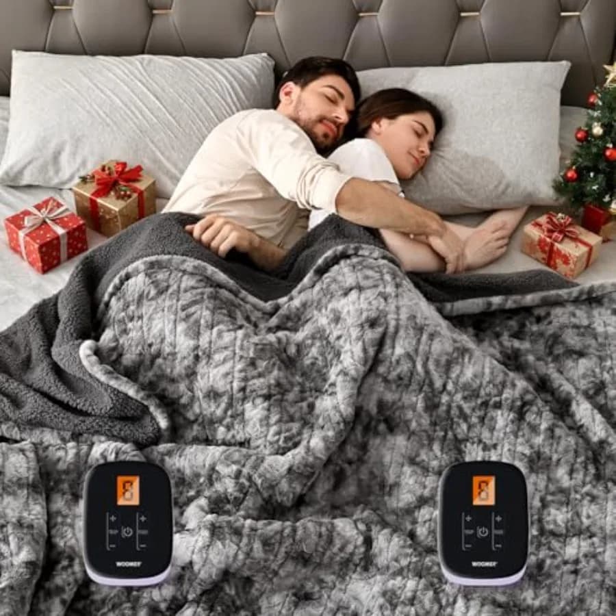 Coperta Elettrica Riscaldata Queen Size con Doppio Controllo, 213x228 cm, in Finta Pelliccia e Sherpa su Entrambi i Lati, Protezione da Surriscaldamento, 10 Livelli di Riscaldamento