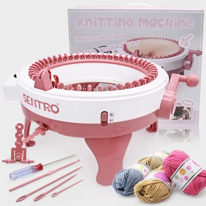 Round knitting machine with 48 needles, Jumbo cylinder frame for making hats and socks with wool yarn