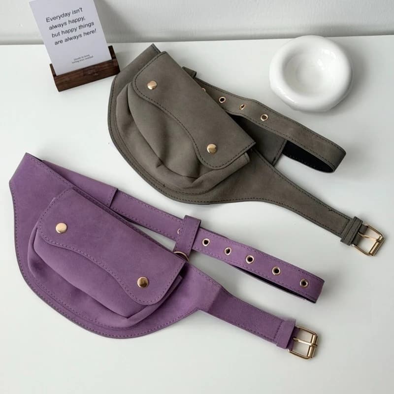 Suede Pocket Belt Bag Fashion Waist Bag Multifunction Belt Pouch Outdoor Outfit Retro Clothing Accessory