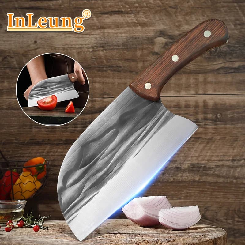 Coltello forgiato fatto a mano Coltelli da cucina in acciaio inossidabile Manico in legno Mannaia per carne Verdure Chopper Coltello Utensili da cucina