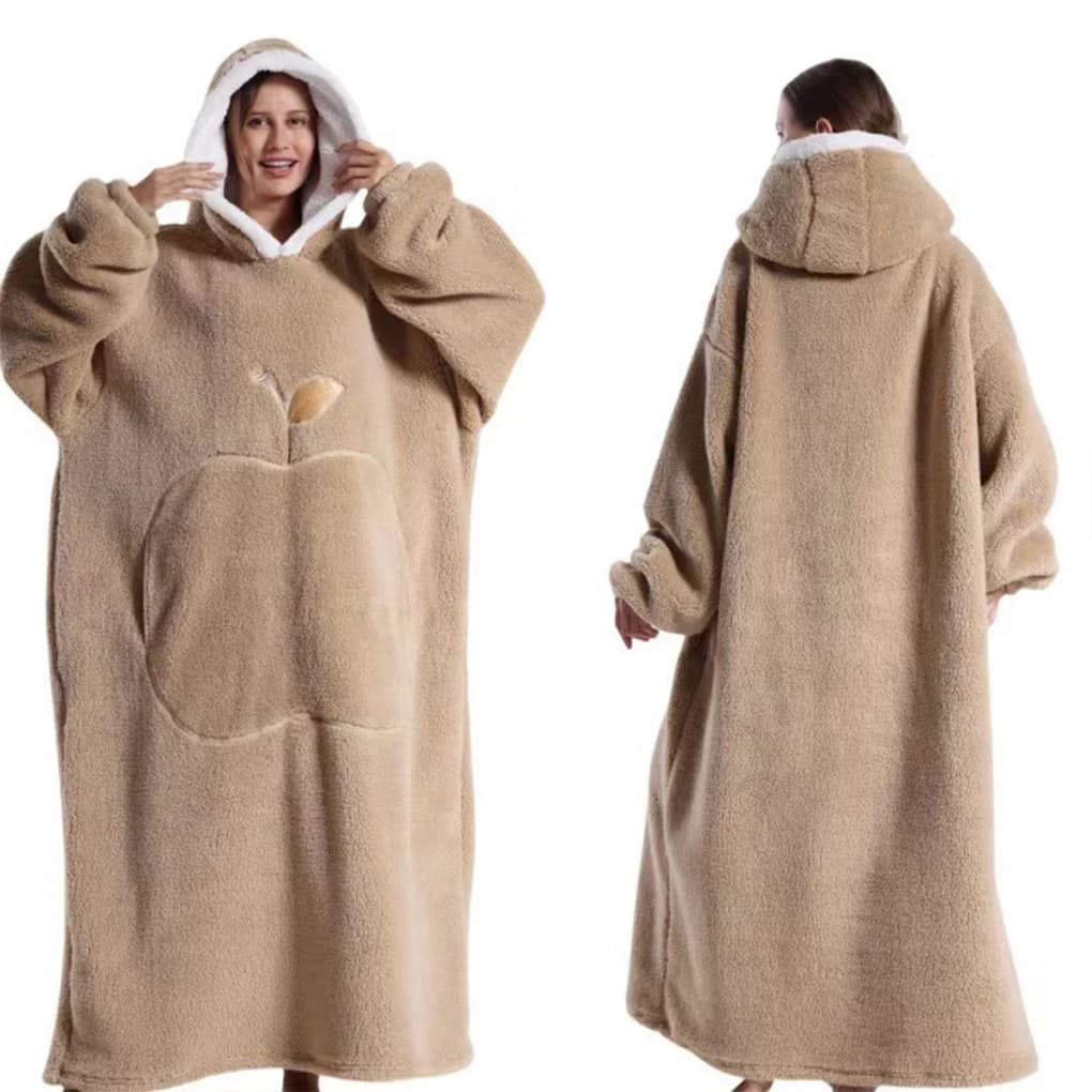 Coperta invernale con cappuccio Coperta indossabile Coperta oversize unisex con maniche Tasca grande Coperta TV per adulti calda e accogliente