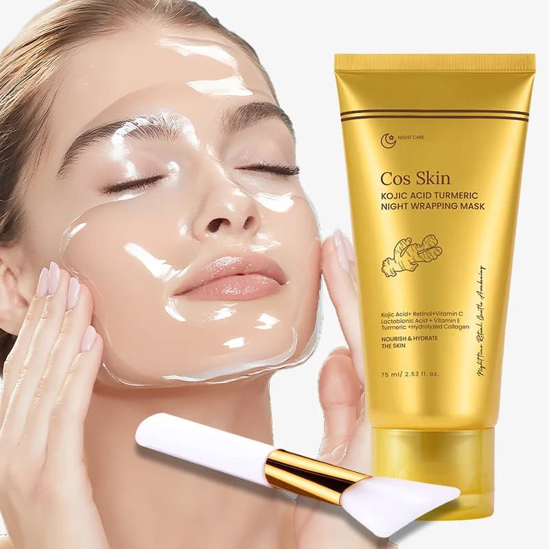 Maschera idratante alla curcuma, vitamina C e collagene che esfolia delicatamente, deterge i pori in profondità, riduce le macchie e l'effetto opaco, con estratti di frutta.