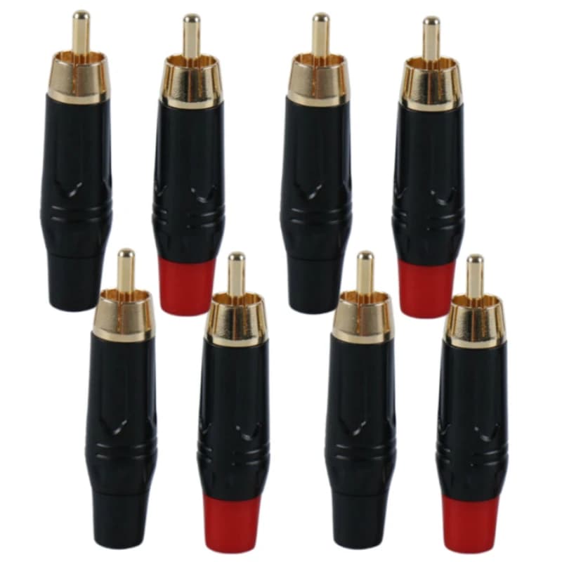 2/4/8/10 pezzi RCA maschio connettore a banana spina placcata oro RCA audio altoparlante spina jack di saldatura rosso + nero