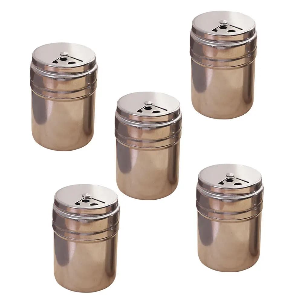 Set di 5 barattoli per spezie in acciaio inossidabile con coperchi ermetici per la conservazione di condimenti in cucina, sale, pepe, peperoncino, zucchero, erbe secche