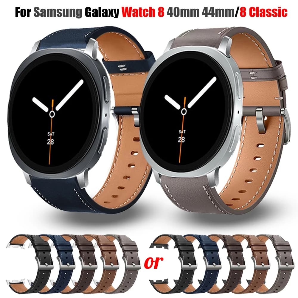Cinturino in pelle per Samsung Galaxy Watch 8 40/44mm/ 8 Classic 46mm, cinturini da polso regolabili per Samsung Watch8, bracciale 2029