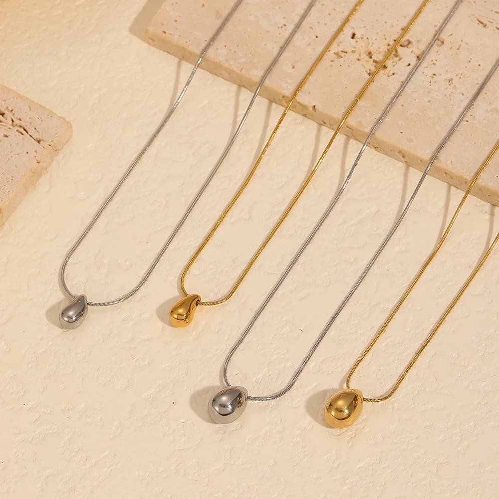 Fashion 316L Stainless Steel WaterDrop Necklace For Women Gold Color Snake Chain Party Jewelry
