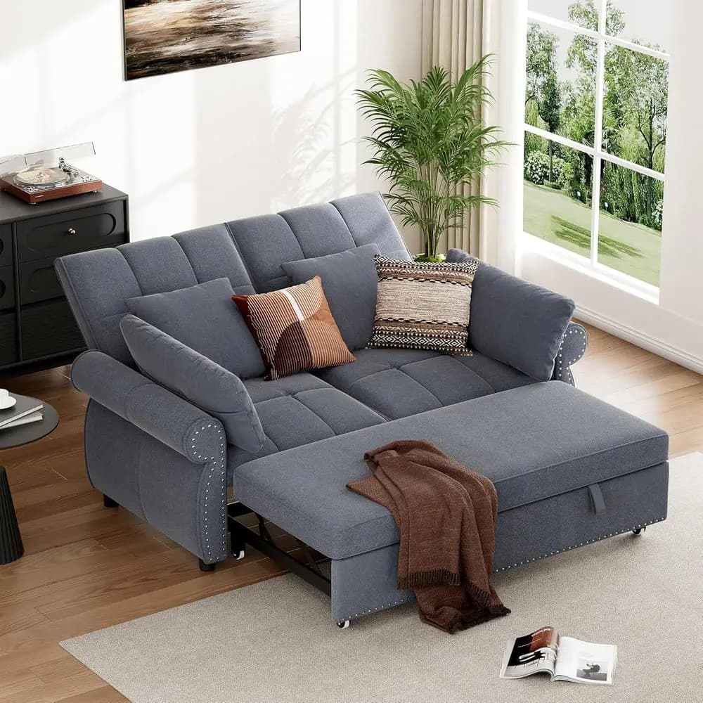 3 in 1 Soa Bed, 61 Inch Convertible Pull out Couch with our Pillows, Loveseat Sleeper Soa with Adjustable Backrest, Soa Couches