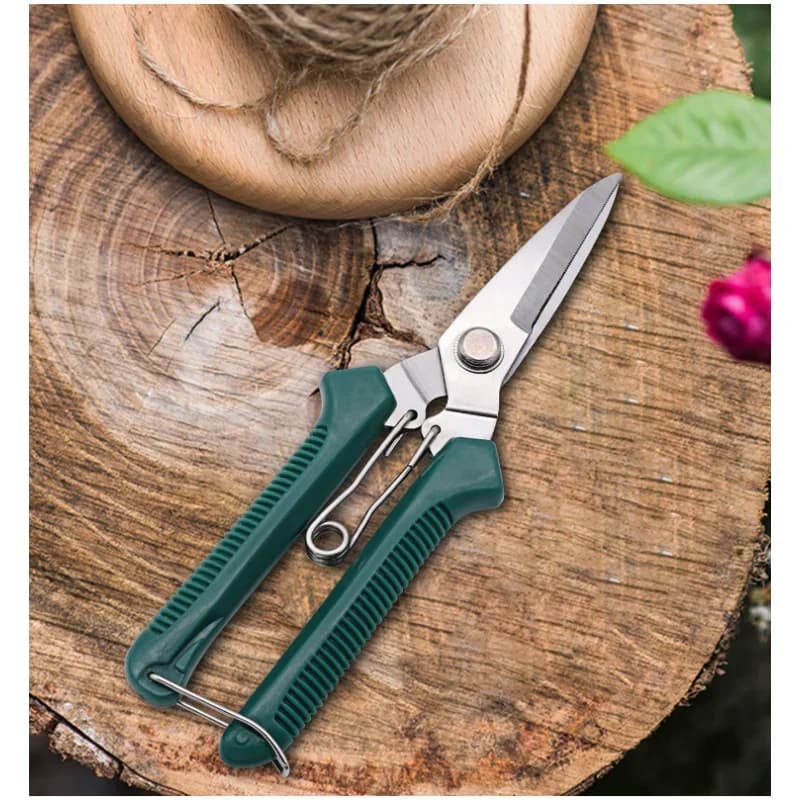 Power Scissors with Straight Head 190mm, Anti-slip Handle, Stainless Steel, Tools Manuals for Gardening and Bonsai