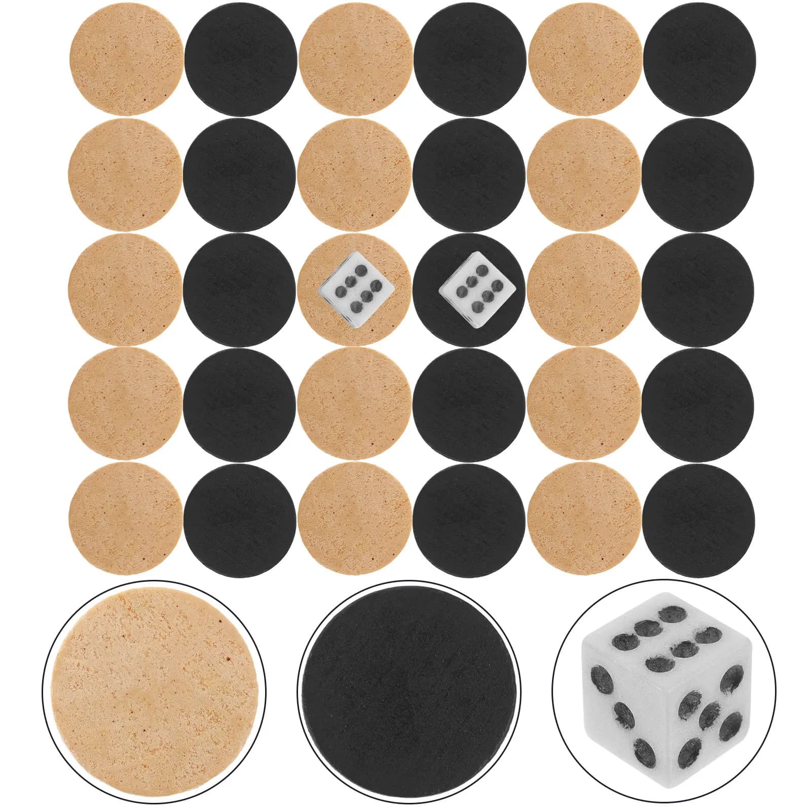 1Set Natural Wood Backgammon Pieces Checkers Chess Set Smooth Skin-Friendly Round Game Accessories for Board Game Travel Gift