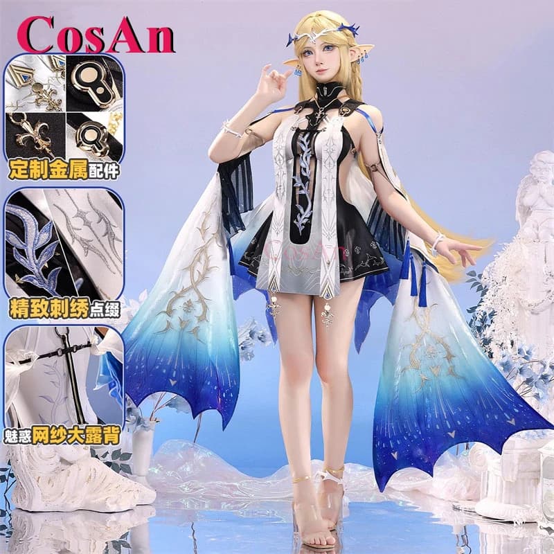 CosAn Game Wuthering Waves Cartethyia Cosplay Costumes Gorgeous Elegant Combat Uniform Halloween Party Role Play Clothing S-XL