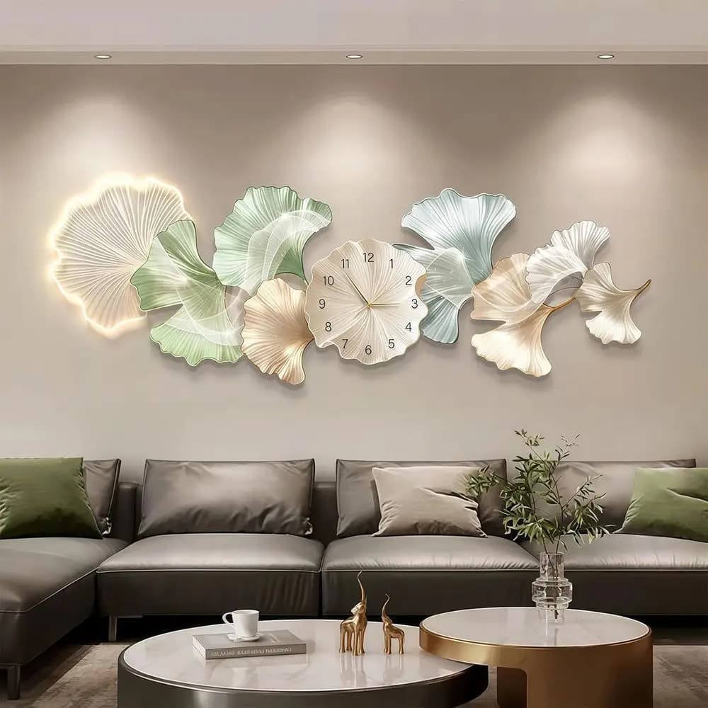 Orologio da Parete 3D LED, Decorazione Moderna per Soggiorno o Camera da Letto, Verde, 120x42cm