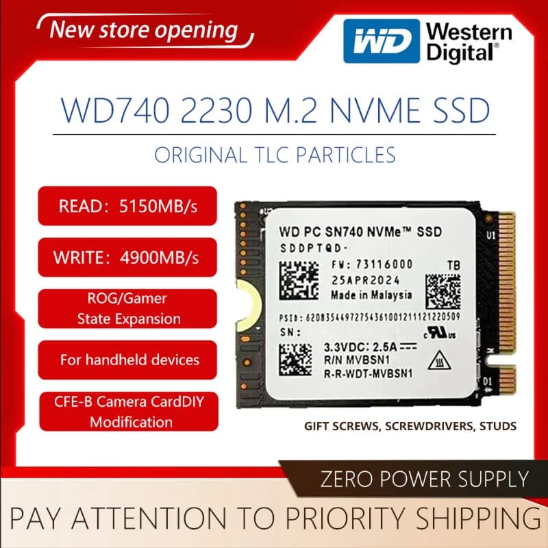 Western Digital SN740 1TB 2TB M.2 2230 Gen4 PCle 4.0 NVMe Unità a stato solido per Steam Deck Rog ally Surface ProX Laptop PC