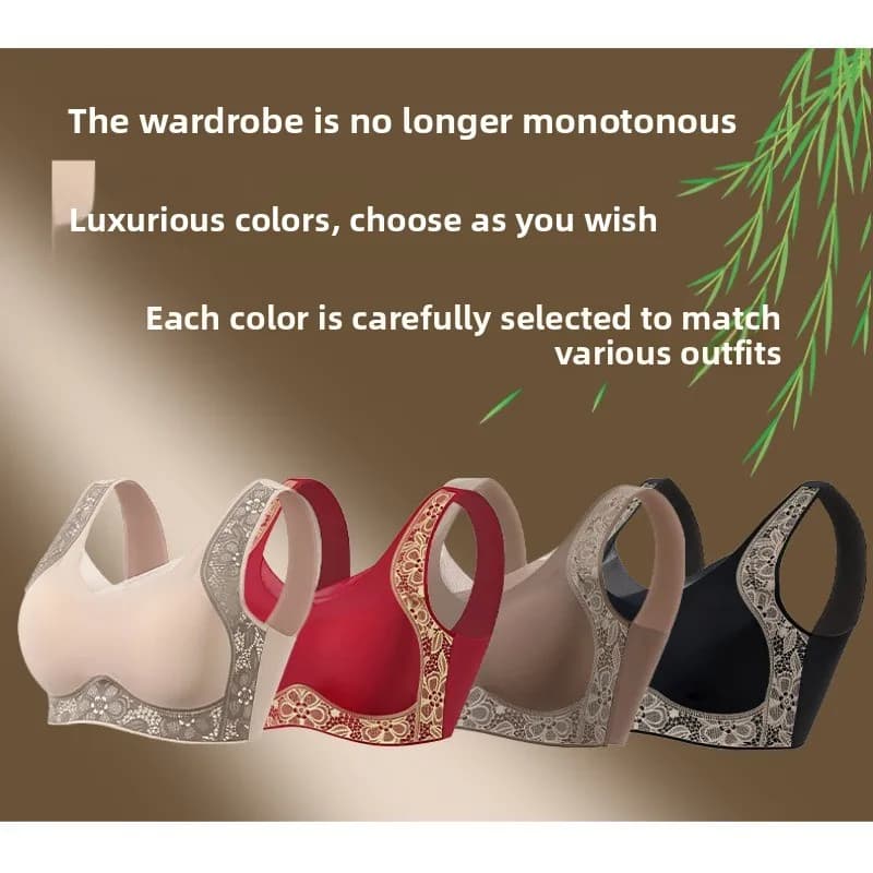 Ladies Fashionable Flowing Print Lifting Seamless Underwear Comfortable Without Steel Ring Gathering Anti Sagging Vest Style Bra