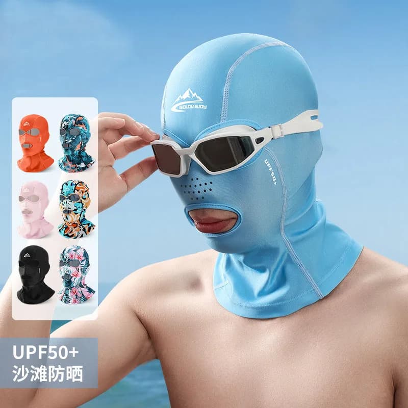 Swiming Diving Facekini sun protection UV mask integral headgear headgear elastic swim cap for Snorkeling diving sports clothing