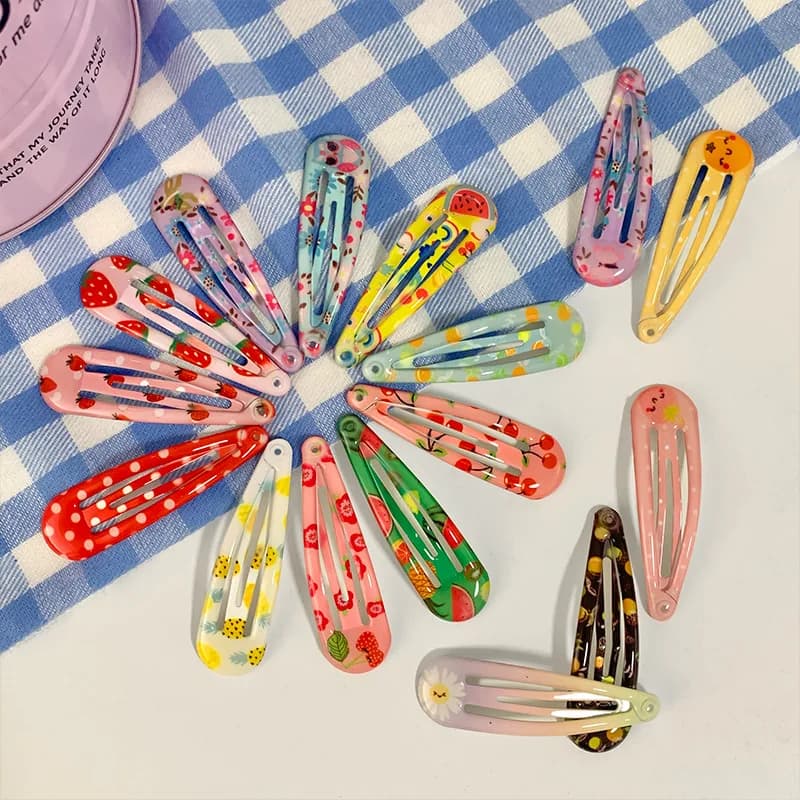 20/40 Pezzi Accessori per Capelli per Bambini, Fermagli BB con Stampa Cartone Animato, Fiore Effetto Goccia d'Olio/Acqua, Nuova Decorazione per Capelli da Ragazza