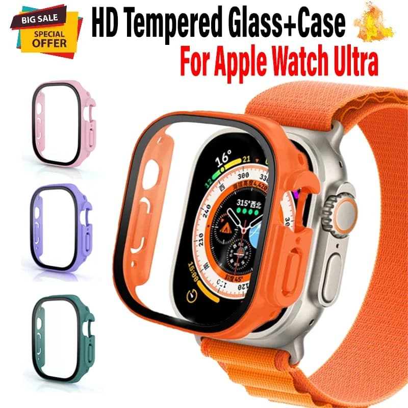 Vetro temperato HD + custodia per Apple Watch Ultra 3 49mm PC paraurti + copertura protettiva schermo iWatch Ultra 2/1 49mm resistenza alla caduta Shell