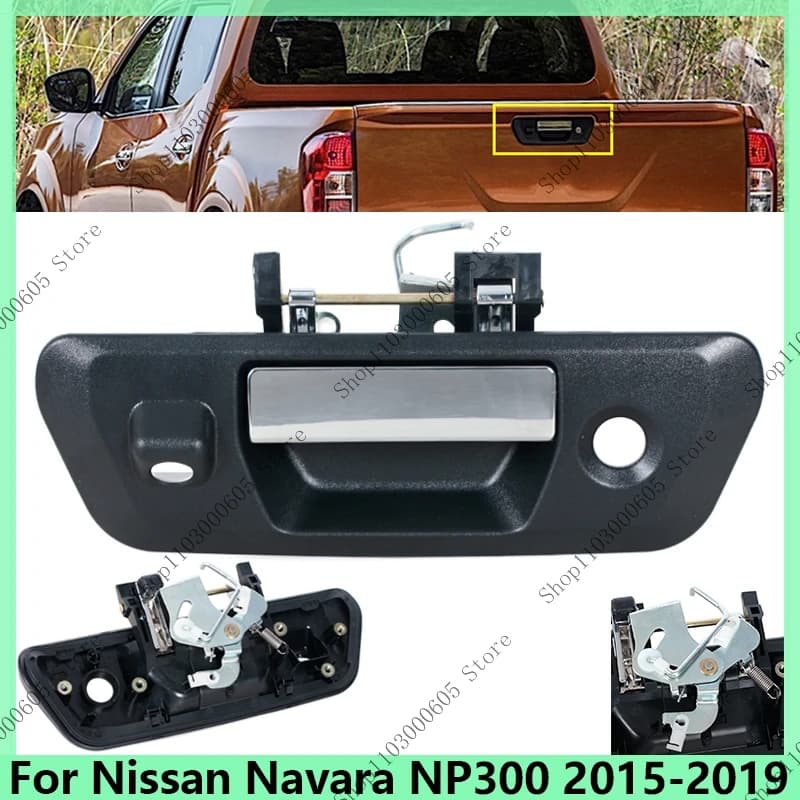 Utilizzare per Nissan Navara NP300 2015 2016 2017 2018 2019 maniglia della porta posteriore maniglia del portellone maniglia del portellone cromato foro della fotocamera buco della serratura