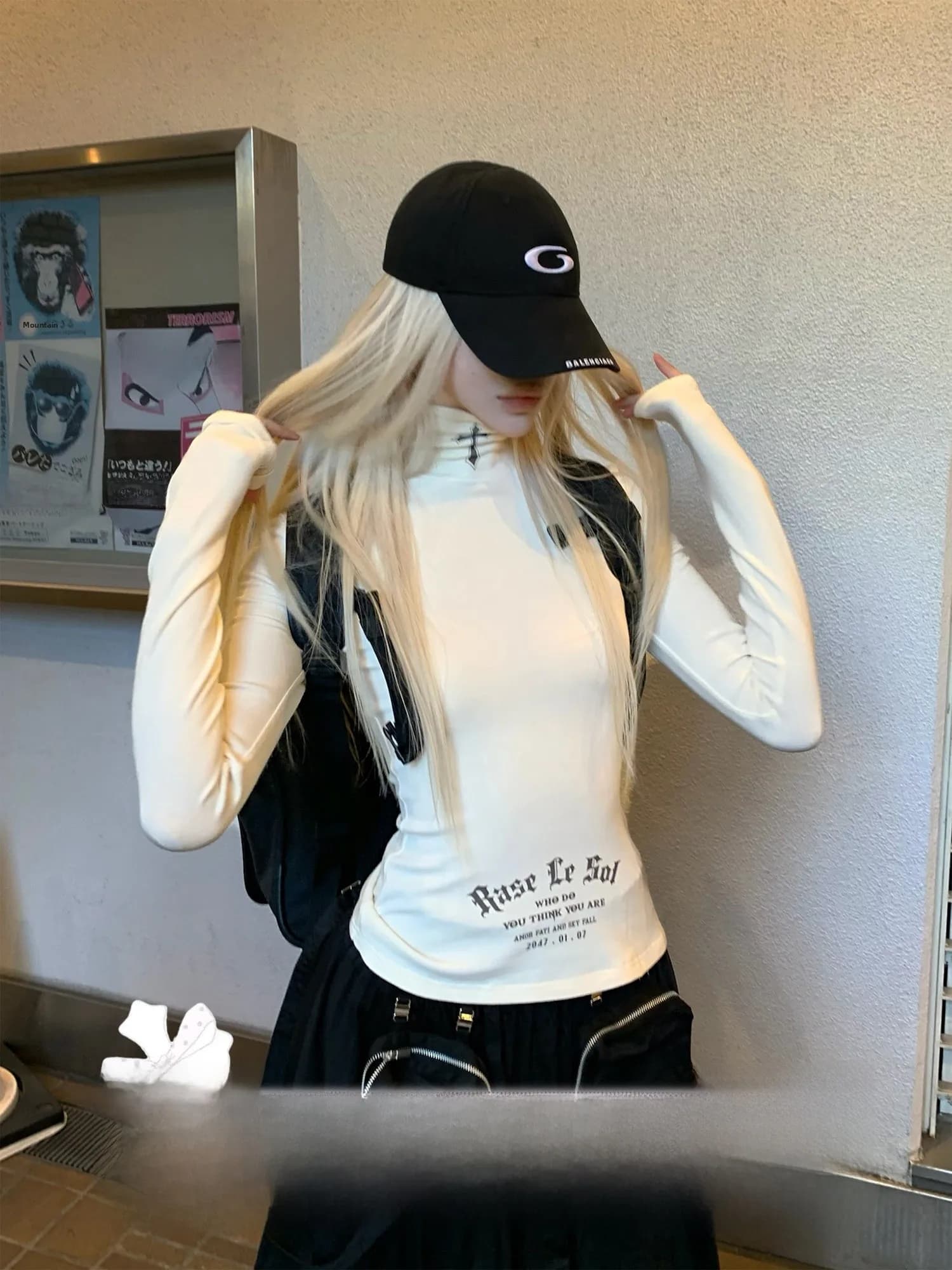 Slim Fit Long Sleeve T-Shirt Half High Collar Base Shirt Cross Faith Cool Style Women's Fashion Winter Top Quality Material P...