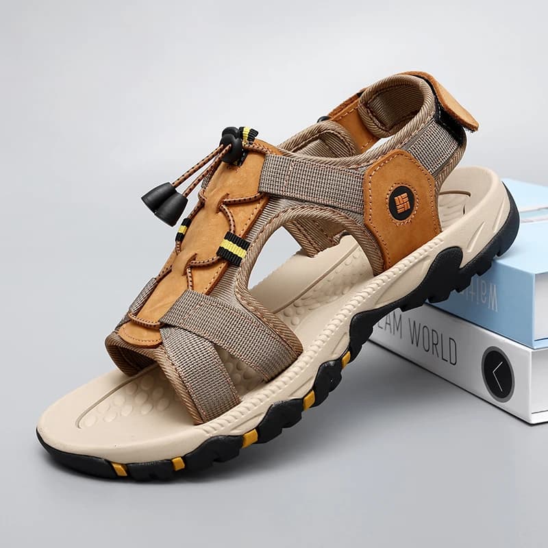 Sandali Estivi da Uomo in Vera Pelle, Scarpe Casual da Uomo, Sandali in Pelle da Esterno, Scarpe da Spiaggia, Sandali Romani, Taglie Grandi 38-47
