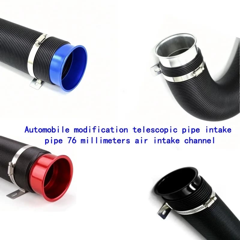 Tubo di aspirazione telescopico per modifica auto, canale di aspirazione aria da 76 millimetri