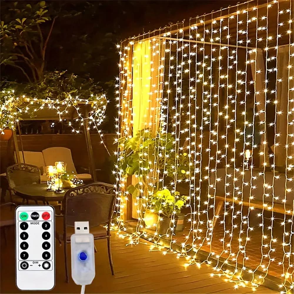 1pc 6x3/3x3/3x2/3x1m USB LED String Lights Christmas Room Garland Fairy Lamp Wedding Party Decoration House Lighting