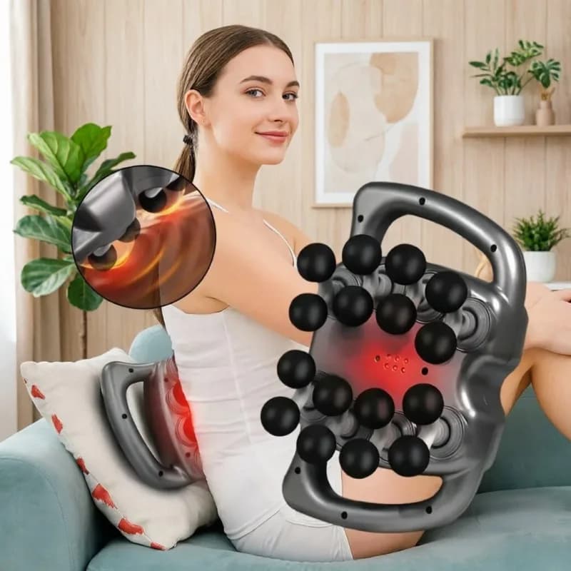 Pistola per Massaggio Muscolare a 16 Testine, Vibrazione ad Alta Frequenza, per Massaggio Completo di Corpo, Spalle, Schiena, Gambe e Vita