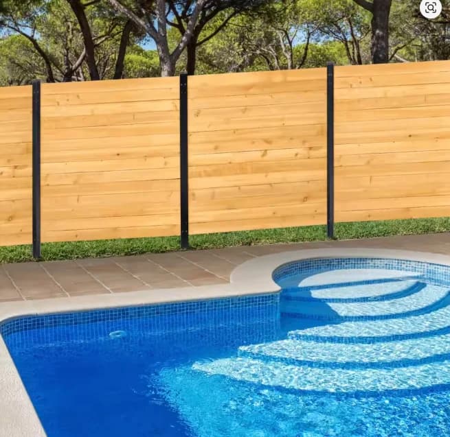 Matte Black Aluminium Alloy Metal Wood Privacy Fence Line Post For Outdoor Pool Aircon Trash Can And Equipment Enclosure Install