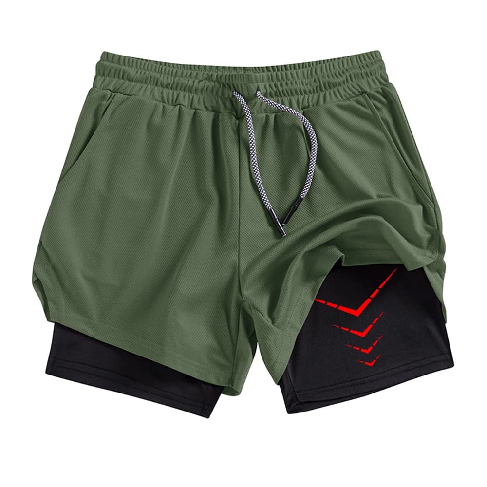 Men's Red V Icon Print 2 In 1 Fitness Shorts Quick Drying Breathable Summer Casual Beach Shorts Outdoor Fitness Cycling Shorts