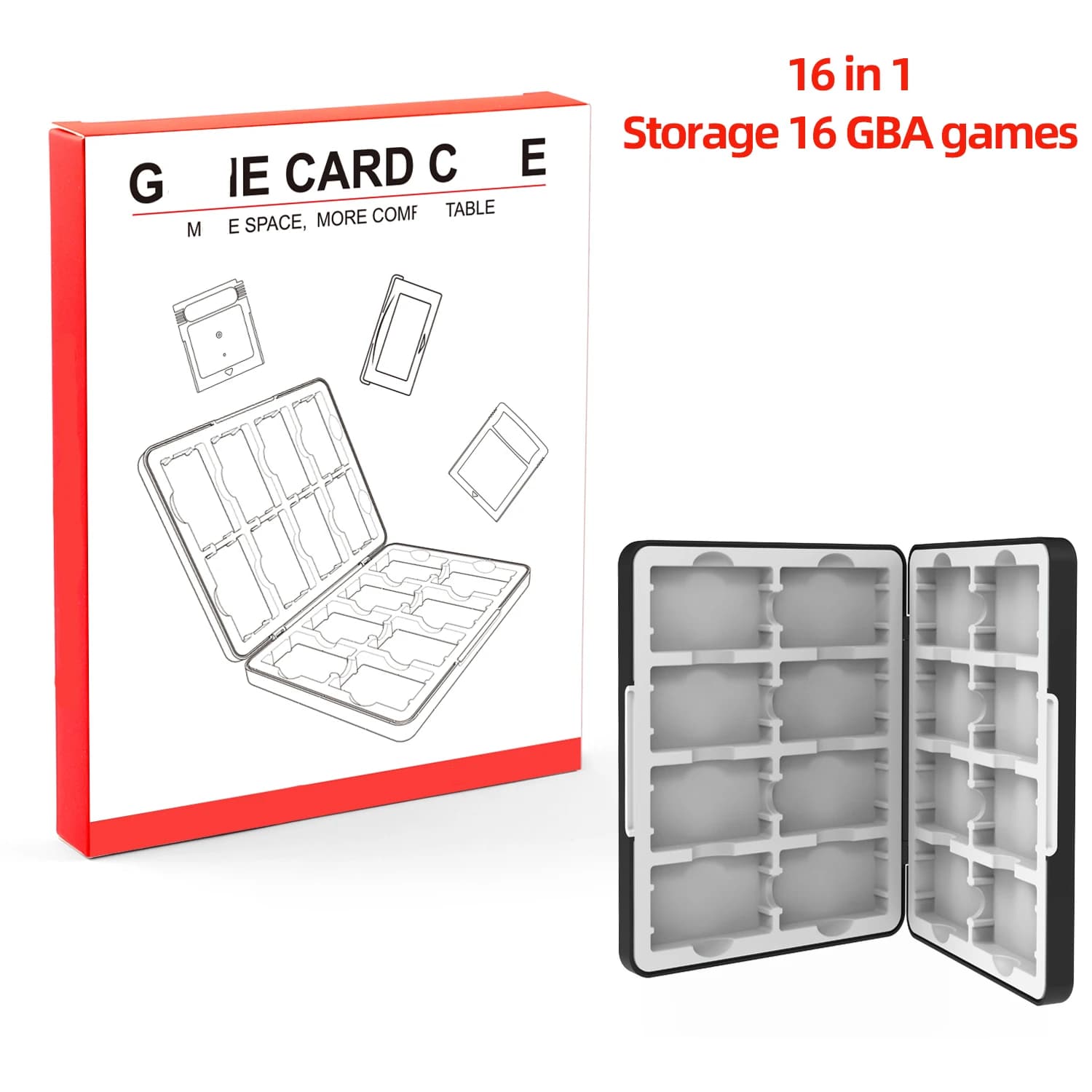 Custodia per carte da gioco GBA con supporto per custodia rigida da 16 slot Organizzatore protettivo portatile per Game Boy Advance