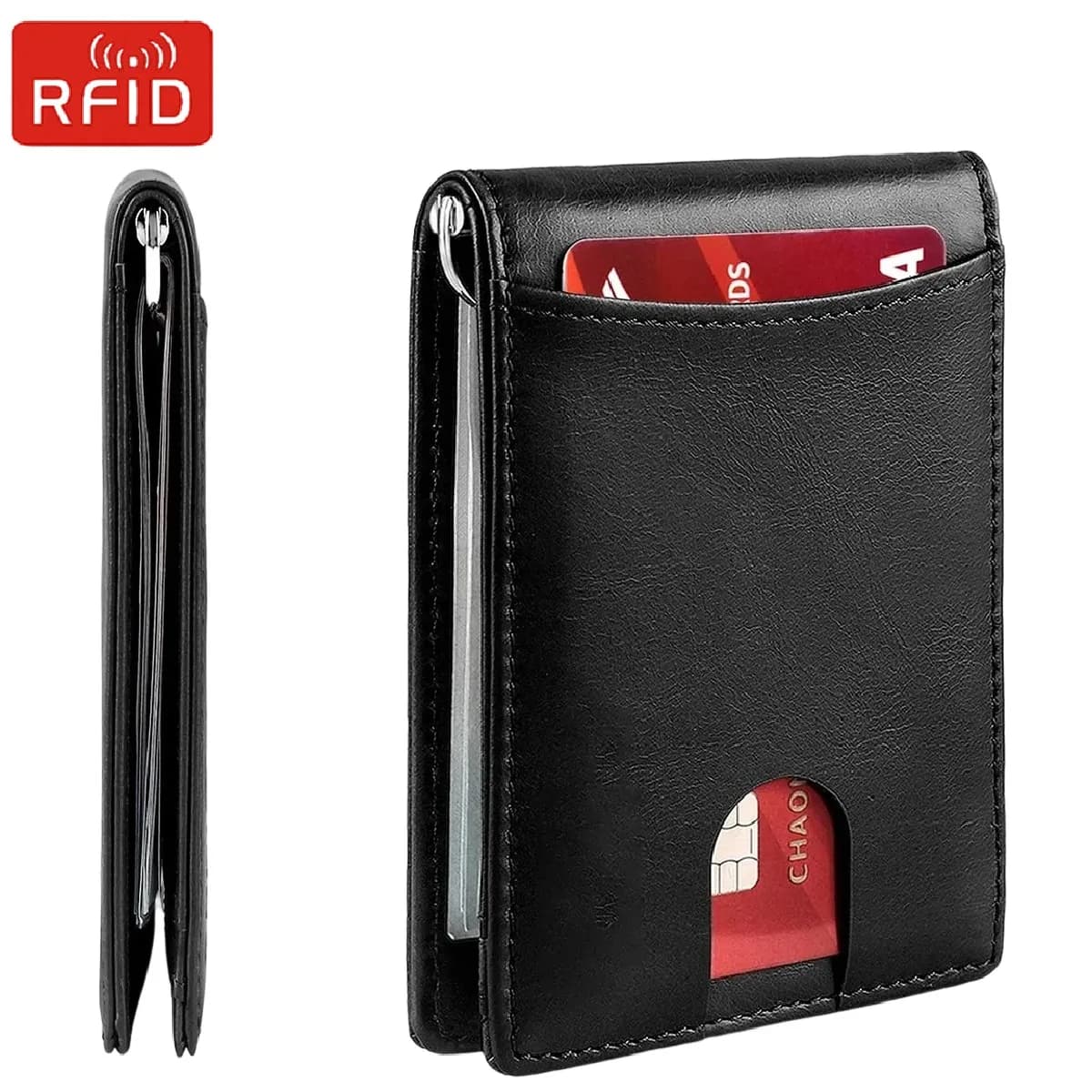 Portacarte RFID da Uomo, Portafoglio di Lusso per Carte di Credito, Fermasoldi Sottile e Minimalista, Regalo per Uomini