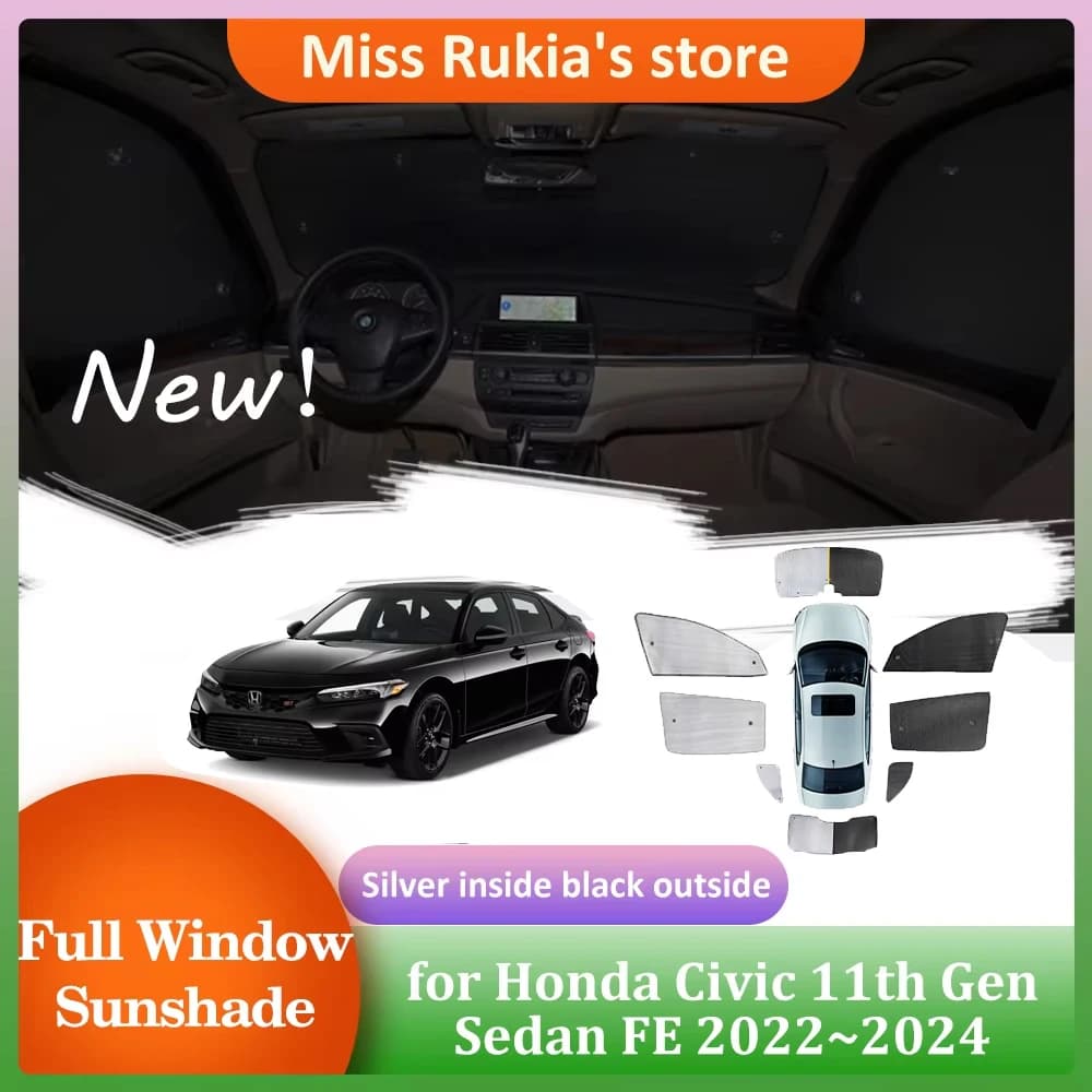 Ombrelloni per Honda Civic 11th Gen Sedan FE 2022 ~ 2024 Finestre del tetto Visiera parasole Parabrezza Tenda Tetto apribile Copertura Accessori